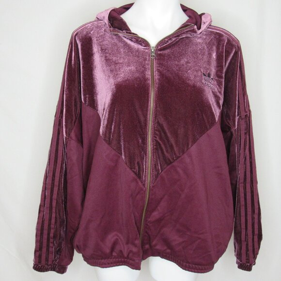 Adidas Maroon Red Velvet Vibes Track Jacket Women's XL Xlarge - Picture 1 of 8